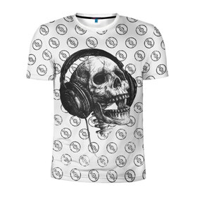 Мужская футболка 3D спортивная с принтом Череп меломана в Белгороде, 100% полиэстер с улучшенными характеристиками | приталенный силуэт, круглая горловина, широкие плечи, сужается к линии бедра | Тематика изображения на принте: bone | dark | death | dubstep | electro | evil | hipster | metal | music | rock | skelet | skull | дабстеп | кости | меломан | метал | музыка | наушники | рок | скелет | хипстер | череп