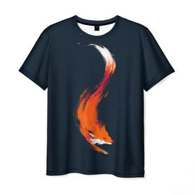 Мужская футболка 3D с принтом Хитрая лисичка в Белгороде, 100% полиэфир | прямой крой, круглый вырез горловины, длина до линии бедер | animal | beast | fox | heart | love | orange | животное | зверь | лис | лиса | личиска | любовь | рыжая | сердце