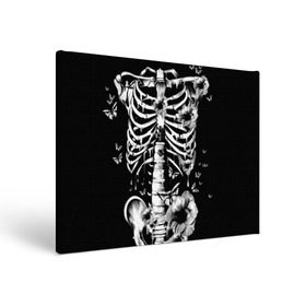 Холст прямоугольный с принтом Floral Skeleton в Белгороде, 100% ПВХ |  | Тематика изображения на принте: art | bone | dark | death | fashion | flower | hipster | skelet | skull | арт | грудь | кости | мода | ребра | скелет | стиль | темный | хипстер | цвет | череп