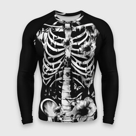 Мужской рашгард 3D с принтом Floral Skeleton в Белгороде,  |  | art | bone | dark | death | fashion | flower | hipster | skelet | skull | арт | грудь | кости | мода | ребра | скелет | стиль | темный | хипстер | цвет | череп