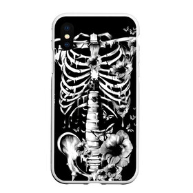 Чехол для iPhone XS Max матовый с принтом Floral Skeleton в Белгороде, Силикон | Область печати: задняя сторона чехла, без боковых панелей | Тематика изображения на принте: art | bone | dark | death | fashion | flower | hipster | skelet | skull | арт | грудь | кости | мода | ребра | скелет | стиль | темный | хипстер | цвет | череп