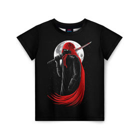 Детская футболка 3D с принтом Лунный убийца в Белгороде, 100% гипоаллергенный полиэфир | прямой крой, круглый вырез горловины, длина до линии бедер, чуть спущенное плечо, ткань немного тянется | moon | ninja | warrior | воин | звезды | луна | ниндзя