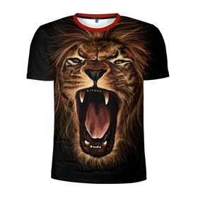 Мужская футболка 3D спортивная с принтом Львиный рык в Белгороде, 100% полиэстер с улучшенными характеристиками | приталенный силуэт, круглая горловина, широкие плечи, сужается к линии бедра | animal | beast | cat | feline | king | lion | meow | pussy | rage | roar | животное | зверь | король | кот | кошка | лев | львица | мяу | рык | хищник | царь | ярость
