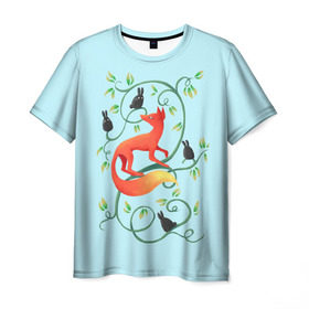 Мужская футболка 3D с принтом Милая лисичка в Белгороде, 100% полиэфир | прямой крой, круглый вырез горловины, длина до линии бедер | Тематика изображения на принте: animal | beast | fox | heart | love | orange | животное | зверь | лис | лиса | личиска | любовь | птица | птицы | птичка | рыжая | сердце