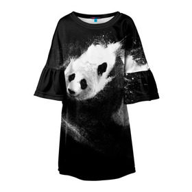 Детское платье 3D с принтом Молочная панда в Белгороде, 100% полиэстер | прямой силуэт, чуть расширенный к низу. Круглая горловина, на рукавах — воланы | Тематика изображения на принте: animal | bear | beast | milk | nature | panda | животное | зверь | медведь | молоко | панда | природа