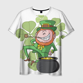 Мужская футболка 3D с принтом Ирландия в Белгороде, 100% полиэфир | прямой крой, круглый вырез горловины, длина до линии бедер | Тематика изображения на принте: clover | gold | green | irish | money | st. patrick | деньги | зелёный | золото | ирландская | клевер | лепрекон
