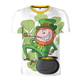 Мужская футболка 3D спортивная с принтом Ирландия в Белгороде, 100% полиэстер с улучшенными характеристиками | приталенный силуэт, круглая горловина, широкие плечи, сужается к линии бедра | clover | gold | green | irish | money | st. patrick | деньги | зелёный | золото | ирландская | клевер | лепрекон