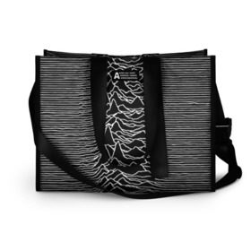 Сумка-шоппер 3D с принтом Joy Division. Unknown Pleasures в Белгороде, 100% полиэстер | застегивается на металлическую кнопку; внутренний карман застегивается на молнию. Стенки укреплены специальным мягким материалом, чтобы защитить содержимое от несильных ударов
 | joy division | альбом | волны | горы | линии | обложка | панк | рок