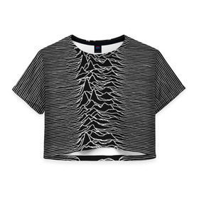 Женская футболка 3D укороченная с принтом Joy Division. Unknown Pleasures в Белгороде, 100% полиэстер | круглая горловина, длина футболки до линии талии, рукава с отворотами | Тематика изображения на принте: joy division | альбом | волны | горы | линии | обложка | панк | рок