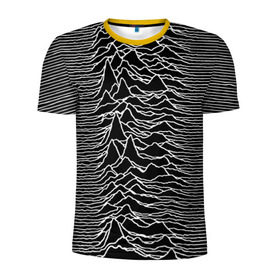 Мужская футболка 3D спортивная с принтом Joy Division. Unknown Pleasures в Белгороде, 100% полиэстер с улучшенными характеристиками | приталенный силуэт, круглая горловина, широкие плечи, сужается к линии бедра | joy division | альбом | волны | горы | линии | обложка | панк | рок