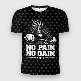 Мужская футболка 3D спортивная с принтом No Pain No Gain в Белгороде, 100% полиэстер с улучшенными характеристиками | приталенный силуэт, круглая горловина, широкие плечи, сужается к линии бедра | 