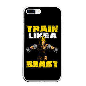 Чехол для iPhone 7Plus/8 Plus матовый с принтом Train Like a Beast в Белгороде, Силикон | Область печати: задняя сторона чехла, без боковых панелей | dragon ball | strong | workout | воркаут | драгон бол