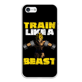 Чехол для iPhone 5/5S матовый с принтом Train Like a Beast в Белгороде, Силикон | Область печати: задняя сторона чехла, без боковых панелей | dragon ball | strong | workout | воркаут | драгон бол