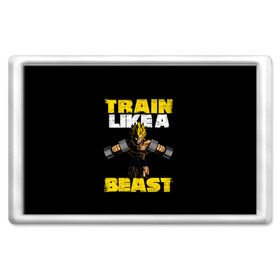 Магнит 45*70 с принтом Train Like a Beast в Белгороде, Пластик | Размер: 78*52 мм; Размер печати: 70*45 | dragon ball | strong | workout | воркаут | драгон бол