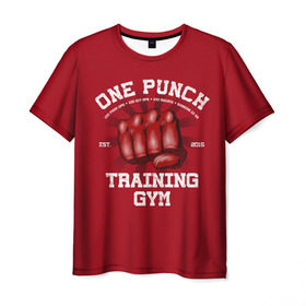 Мужская футболка 3D с принтом One Punch Gym в Белгороде, 100% полиэфир | прямой крой, круглый вырез горловины, длина до линии бедер | Тематика изображения на принте: boxing | combat | fight | fighter | kickboxing | muay thai | wrestling | боец | бой | бокс | боксер | драка | кикбоксинг | май тай