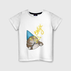 Детская футболка хлопок с принтом ВЖУХ в Белгороде, 100% хлопок | круглый вырез горловины, полуприлегающий силуэт, длина до линии бедер | вжух | волшебник | кот | мем