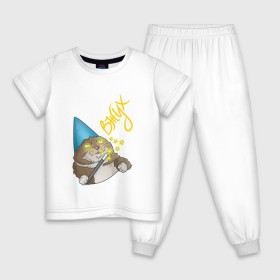 Детская пижама хлопок с принтом ВЖУХ в Белгороде, 100% хлопок |  брюки и футболка прямого кроя, без карманов, на брюках мягкая резинка на поясе и по низу штанин
 | вжух | волшебник | кот | мем
