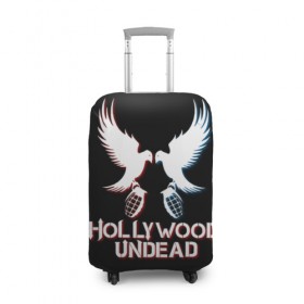 Чехол для чемодана 3D с принтом Hollywood Undead в Белгороде, 86% полиэфир, 14% спандекс | двустороннее нанесение принта, прорези для ручек и колес | hollywood undead