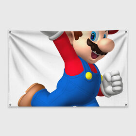 Флаг-баннер с принтом Super Mario в Белгороде, 100% полиэстер | размер 67 х 109 см, плотность ткани — 95 г/м2; по краям флага есть четыре люверса для крепления | nintendo | марио | нинтендо