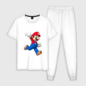 Мужская пижама хлопок с принтом Super Mario в Белгороде, 100% хлопок | брюки и футболка прямого кроя, без карманов, на брюках мягкая резинка на поясе и по низу штанин
 | nintendo | марио | нинтендо