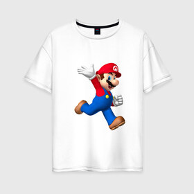 Женская футболка хлопок Oversize с принтом Super Mario в Белгороде, 100% хлопок | свободный крой, круглый ворот, спущенный рукав, длина до линии бедер
 | nintendo | марио | нинтендо