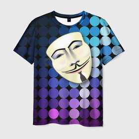 Мужская футболка 3D с принтом Анонимус в Белгороде, 100% полиэфир | прямой крой, круглый вырез горловины, длина до линии бедер | anonymous | www | интернет | маска | свобода | хакер