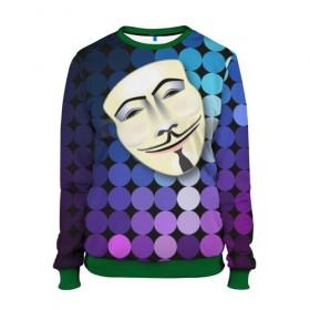Женский свитшот 3D с принтом Анонимус в Белгороде, 100% полиэстер с мягким внутренним слоем | круглый вырез горловины, мягкая резинка на манжетах и поясе, свободная посадка по фигуре | anonymous | www | интернет | маска | свобода | хакер