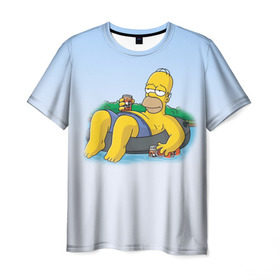Мужская футболка 3D с принтом симпсоны в Белгороде, 100% полиэфир | прямой крой, круглый вырез горловины, длина до линии бедер | homer | simpsons | гомер | симпсоны