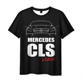 Мужская футболка 3D с принтом Mercedes CLS Class в Белгороде, 100% полиэфир | прямой крой, круглый вырез горловины, длина до линии бедер | mercedes benz | mercedes cls 63 amg | авто | автомобиль | машина | мерседес | тачка