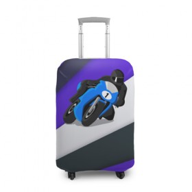 Чехол для чемодана 3D с принтом Sportsbike в Белгороде, 86% полиэфир, 14% спандекс | двустороннее нанесение принта, прорези для ручек и колес | байк | байкер. гонщик | гонки | мотоцикл | спорт | спортбайк | трасса