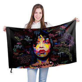 Флаг 3D с принтом Ямайка, девушка в Белгороде, 100% полиэстер | плотность ткани — 95 г/м2, размер — 67 х 109 см. Принт наносится с одной стороны | девушка | портрет | ямайка | яркий