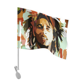 Флаг для автомобиля с принтом Боб Марли в Белгороде, 100% полиэстер | Размер: 30*21 см | bob marley | composer | guitarist | jamaica | jamaican musician | reggae | singer | музыкант | регги