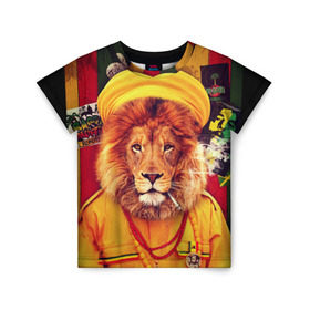 Детская футболка 3D с принтом Ямайка лев в Белгороде, 100% гипоаллергенный полиэфир | прямой крой, круглый вырез горловины, длина до линии бедер, чуть спущенное плечо, ткань немного тянется | jamaica | lion
