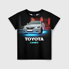 Детская футболка 3D с принтом Toyota Camry в Белгороде, 100% гипоаллергенный полиэфир | прямой крой, круглый вырез горловины, длина до линии бедер, чуть спущенное плечо, ткань немного тянется | Тематика изображения на принте: camry | toyota | авто. автомобиль | камри | машина | тачка | тойота