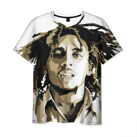 Мужская футболка 3D с принтом Ямайка, Боб Марли в Белгороде, 100% полиэфир | прямой крой, круглый вырез горловины, длина до линии бедер | Тематика изображения на принте: bob marley | reggae