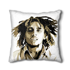 Подушка 3D с принтом Ямайка, Боб Марли в Белгороде, наволочка – 100% полиэстер, наполнитель – холлофайбер (легкий наполнитель, не вызывает аллергию). | состоит из подушки и наволочки. Наволочка на молнии, легко снимается для стирки | bob marley | reggae