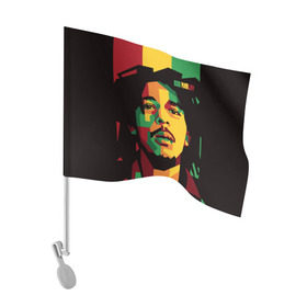 Флаг для автомобиля с принтом Ямайка, Боб Марли в Белгороде, 100% полиэстер | Размер: 30*21 см | bob marley | reggae | регги