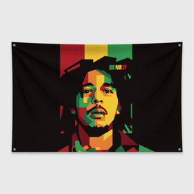 Флаг-баннер с принтом Ямайка Боб Марли в Белгороде, 100% полиэстер | размер 67 х 109 см, плотность ткани — 95 г/м2; по краям флага есть четыре люверса для крепления | Тематика изображения на принте: bob marley | reggae | регги