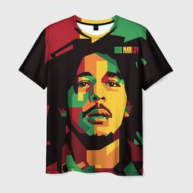 Мужская футболка 3D с принтом Ямайка, Боб Марли в Белгороде, 100% полиэфир | прямой крой, круглый вырез горловины, длина до линии бедер | bob marley | reggae | регги