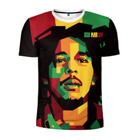 Мужская футболка 3D спортивная с принтом Ямайка, Боб Марли в Белгороде, 100% полиэстер с улучшенными характеристиками | приталенный силуэт, круглая горловина, широкие плечи, сужается к линии бедра | Тематика изображения на принте: bob marley | reggae | регги