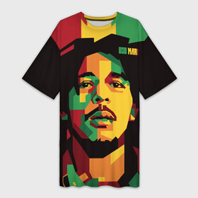 Платье-футболка 3D с принтом Ямайка, Боб Марли в Белгороде,  |  | bob marley | reggae | регги