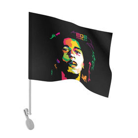 Флаг для автомобиля с принтом Ямайка, Боб Марли в Белгороде, 100% полиэстер | Размер: 30*21 см | reggae | регги