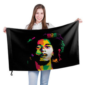 Флаг 3D с принтом Ямайка, Боб Марли в Белгороде, 100% полиэстер | плотность ткани — 95 г/м2, размер — 67 х 109 см. Принт наносится с одной стороны | reggae | регги