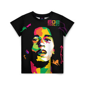 Детская футболка 3D с принтом Ямайка, Боб Марли в Белгороде, 100% гипоаллергенный полиэфир | прямой крой, круглый вырез горловины, длина до линии бедер, чуть спущенное плечо, ткань немного тянется | Тематика изображения на принте: reggae | регги