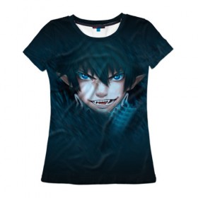 Женская футболка 3D с принтом Ao no Exorcist в Белгороде, 100% полиэфир ( синтетическое хлопкоподобное полотно) | прямой крой, круглый вырез горловины, длина до линии бедер | Тематика изображения на принте: 