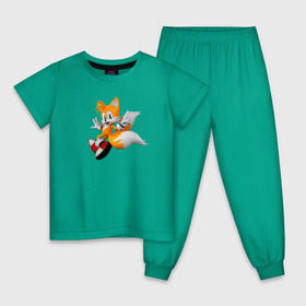 Детская пижама хлопок с принтом Лисенок Тейлз в Белгороде, 100% хлопок |  брюки и футболка прямого кроя, без карманов, на брюках мягкая резинка на поясе и по низу штанин
 | майлз «тейлз» прауэр