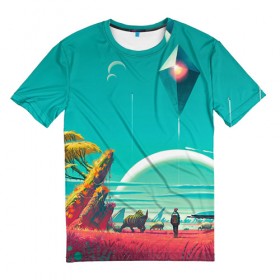 Мужская футболка 3D с принтом No Man`s Sky 5 в Белгороде, 100% полиэфир | прямой крой, круглый вырез горловины, длина до линии бедер | no man sky | no mans sky | безлюдное небо | ноу мэнс скай