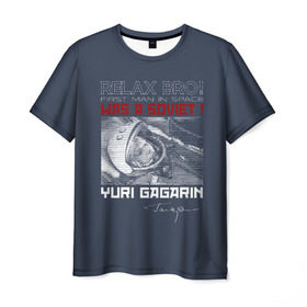 Мужская футболка 3D с принтом Гагарин в Белгороде, 100% полиэфир | прямой крой, круглый вырез горловины, длина до линии бедер | 