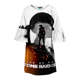 Детское платье 3D с принтом Rise of the Tomb Raider 1 в Белгороде, 100% полиэстер | прямой силуэт, чуть расширенный к низу. Круглая горловина, на рукавах — воланы | Тематика изображения на принте: rise of the tomb raider | tomb raider | восхождение расхитительницы гробниц | расхитительница гробниц