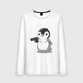 Мужской лонгслив хлопок с принтом пингвин в Белгороде, 100% хлопок |  | gun | penguin | shotgun | tmblr | tumbler | пингвин | пистолет